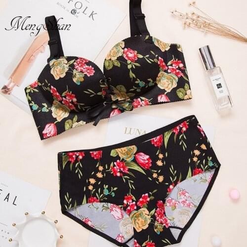 One-piece checked pull-rope underwear suit Massage palm cup Comfortable gathering Ring-free bra suit for girls bra push up 85C