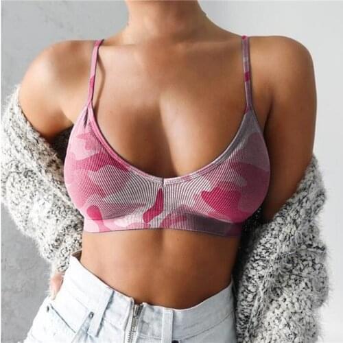 Summer Sexy Women Crop Top Camouflage Halter Strappy Elastic Bra Camisole Crop Tank Tops Bra Bustier Vest Underwear 2021 New