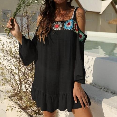Summer Women Hollow Loose Beach Cover Up for Swimwear Women Sexy Crochet Bikini Cover Ups Bathing Suit Swimwear Beach Dress Tops