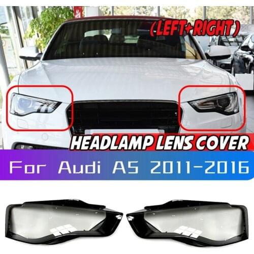 Left+Right For - A5 2011 2012 2013 2014 2015 2016 Car Headlight Lens Cover Lampshade Front Auto Light Shell