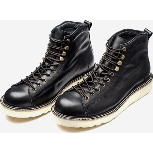 Vintage Mens Leather Boots Black Brown Warm Boots Men 2021 Spring Mens Genuine Leather Shoes 10#15/10dd50