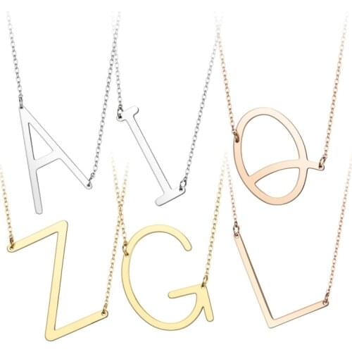 Man Necklace Goth 26 English Letters Couple Stainless Steel Pendant Accessories Punk Men Jewelry Necklaces Mens Neck Chain