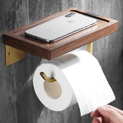 Nordic Toilet Solid Wood Tissue Holder Toilet Paper Holder Creative Retro Bathroom Roll Holder Rest Room Shelf Rack