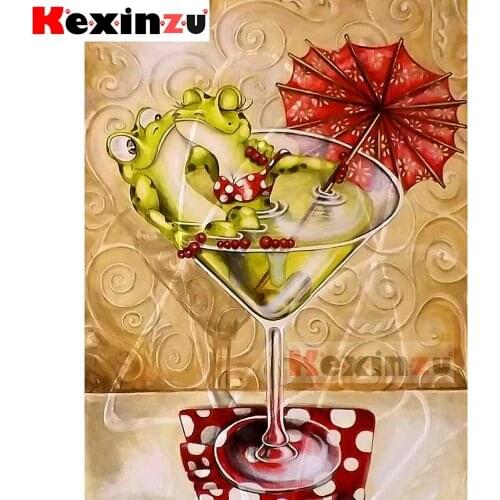 New 5D diamond painting full Square/Round diamond embroidery-Wine glass frog-rhinestone DIY mosaic Cross Stitch 3D Home Decor Y3