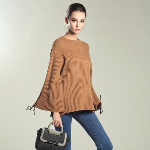 2019 Autumn And Winter New Pattern Suit-dress Horn Sleeve Sweater Woman Knitting Rendering Unlined Upper Garment Suit-dress