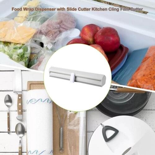 Food Wrap Cutter Cling Kitchen Food Dispenser with Slide ABS Kitchen Cling Film Cutter Storage Holder Kitchen Tool