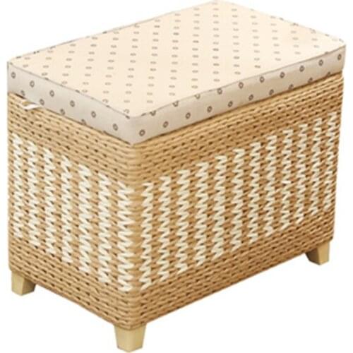 Japanese-style woven storage box shoe-changing storage stool rural home stool