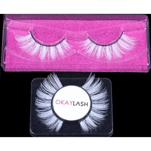 White Color Natual Long Fluffy Soft Wispies False Color Eyelashes Natural Fake Snow Colored Lashes Cosplay Halloween Makeup