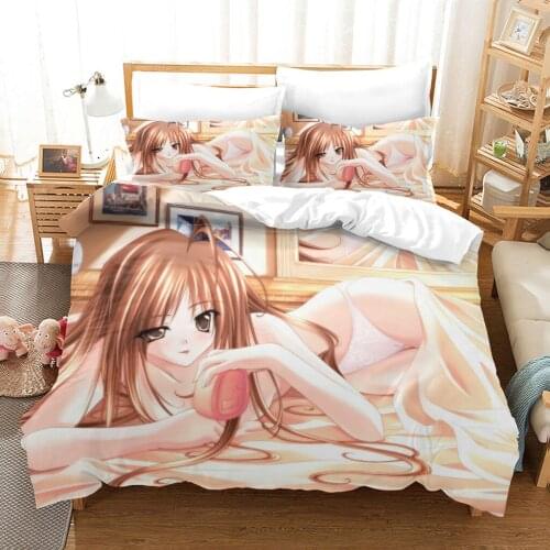Luxury Home Textiles Sexy Girl Duvet Cover Set 3D Print Cartoon Anime Bedding Sets Queen Size 3 pcs Soft Comfortable Bed Covers