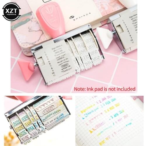 DIY Self-Inking Stamp Date Scrapbooking Diary English Greeting Sign Cute Handle Stamp Rolller Mini Seal Signet Stamping Tool