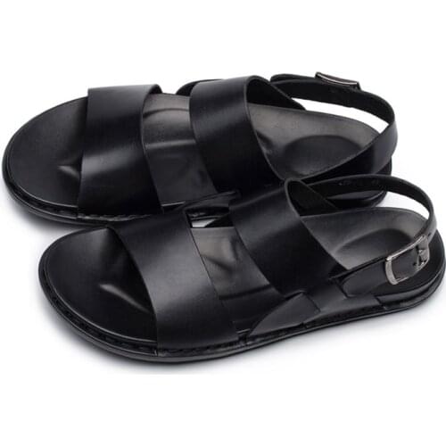 Sandals Men Leather Summer Soft Fashion Water Shoes Beach Waterproof Wear Casual Black Slides Designer Flat Outdoor Sneak shoes