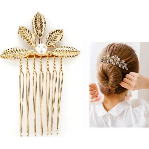Wedding Party Hair Accessories Bridal Hair Stick pearl Floral leaf Hairpin Beautiful Headdress Plait Hair Clip Accessories