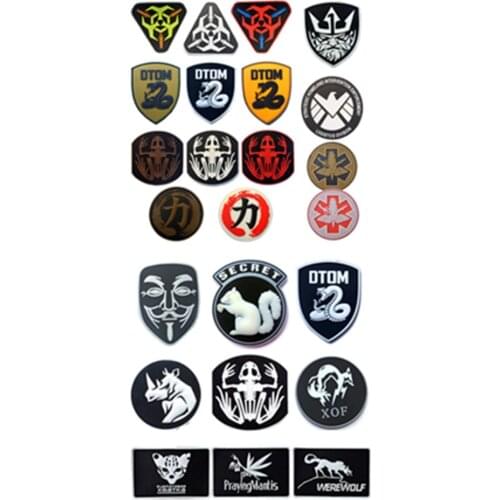 Luminous PVC Patch Glow In Dark Rubber Patches Military Hook & Loop Swat OPS Patches Tactical Emblem Applique Combat Badges
