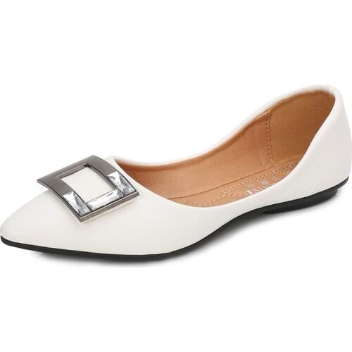 Spring Autumn New Korean Pointed Toe Flat Shoes Simple Low Heel Womens Shoes Student Casual Shoes Comfortable Pregnant Shoes