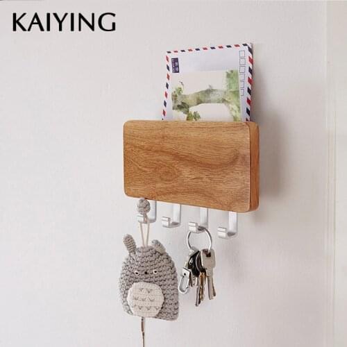 KAIYING Decorative Wooden Key Hook Rack Hanger,Mail, Letter and Key Holder Organizer for Entryway, Hallway, Foyer-Wall Mount
