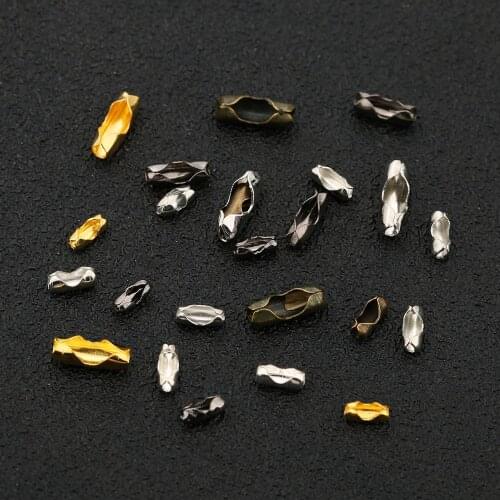 200pcs/lot Ball Chains Connectors Fit 1.5mm 2mm 2.4mm Chains Gold Color Metal End Clasps Crimp Beads For Diy Jewelry Accessories