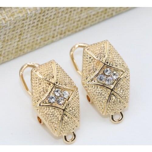 Hot sale stud earrings for women charms gold-color frost matte rhinestone inlay fashion 15*20mm free shipping jewelry B2826