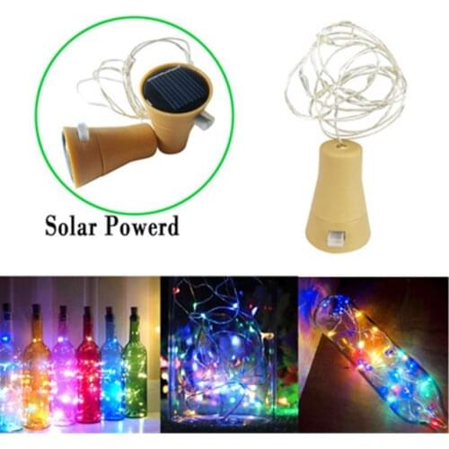 0.8M/1M/1.5M/2M Solar LED Cork Wine Bottle Stopper Copper Wire Fairy String Light 8LED 10LED 15LED 20LED Outdoor Party Decor