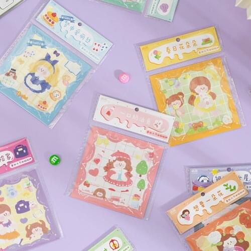MOHAMM 1 Sheet Art Paper Candy Colour Kawaii Cartoon Girls Stickers for Planner DIY Crafts Embelishment Decoration Diary