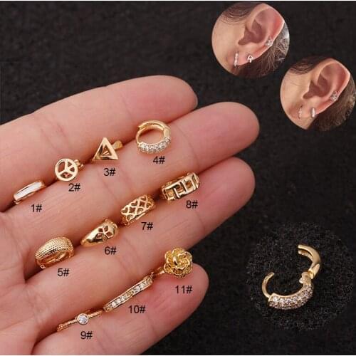 1PC Peace Flower Hoop Cartilage Earring Simple Helix Tragus Daith Conch Rook Snug Ear Piercing Jewelry