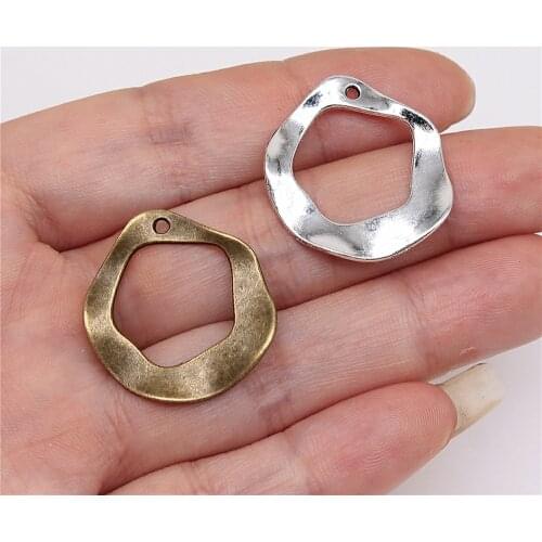 WYSIWYG 10pcs 24x25mm Charm Earrings Connection For Jewelry Making Irregular Circle For Earring Making 2 Colors