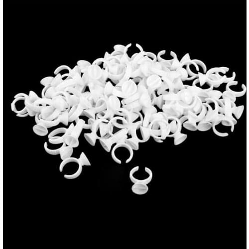 100Pcs Adhesive Eyelash Pallet Holder Set Beauty Makeup Disposable Glue Holder Ring Pallet for Eyelash Extension Tattoo Pigment