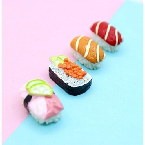 20PCS Janpanese Resin Flatback Miniature Craft Sushi Dollhouse Pretend Food Kawaii Kitchen Girl Toy Embellishments For Cabochon