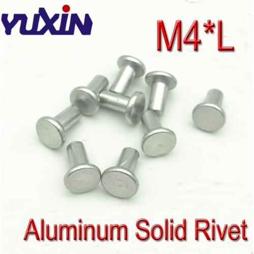 200Pcs/100Pcs M4*L Silver Tone GB109 Aluminium Solid Rivets AL Aluminum Knock Flat Head Solid Rivet