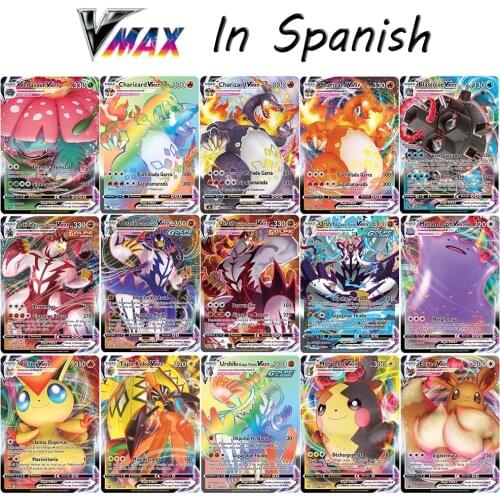 2021 Pokemon Cards in Spanish Arcoíris Charizard Vmax Rainbow Card Holographic Playing Card Game Castellano Español Children Toy