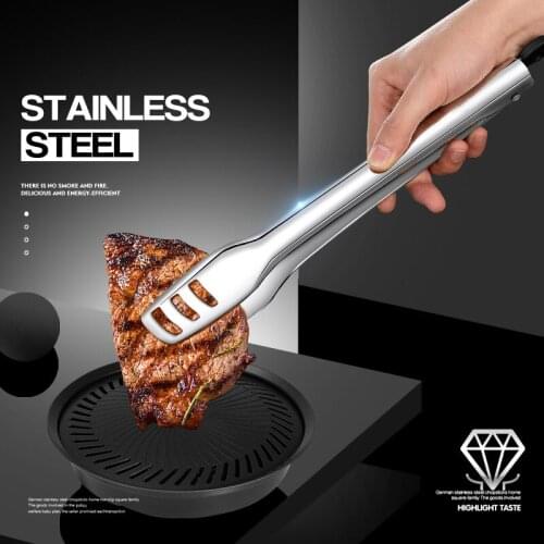 304 Stainless Steel Kitchen Tongs BBQ Food Tongs Korean Barbecue Clips Kitchen tongs Portable for Picnic Barbecue Cooking