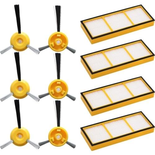 4 filters 6 side brush kits for shark ion RV700 RV720 RV750 RV750C RV755 vacuum cleaner spare filter side brush replacement