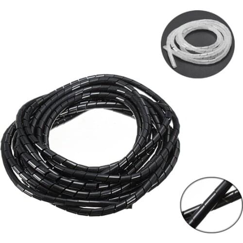 5M/10M Black/White Spiral Wrapping Wire Organizer Sheath Tube Flexible Manage Cord 6mm Wire Cable Sleeves for PC Computer Home