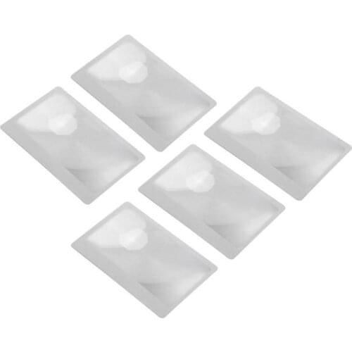 5pcs Portable 3X Credit Card Shape Magnifiers Transparent Magnifier Plastic Magnifying Fresnel Lens Optical Instruments