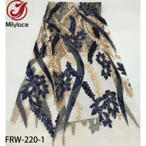 African Sequins Lace Fabric 2020 High Quality Lace Embroidered Fabric French Nigerian Tulle Lace Fabrics for Dress FRW-220