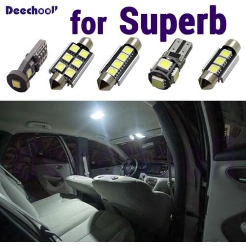 Pure White Canbus Error Free Car LED Bulbs for Skoda for Superb 3U 3T 3V Sedan Combi 2002+ Interior Map Dome Light Kit Package