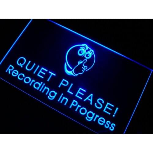 M096 Recording in Progress Quiet Please LED Neon Light Signs On/Off Swtich 20+ Colors 5 Sizes