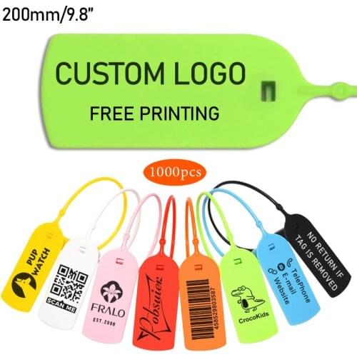 1000pcs Custom Logo Clothing Hang Tags Personalized Plastic Security Print Garment Shoe Clothes Product Key Tag Label 200mm/7.8"