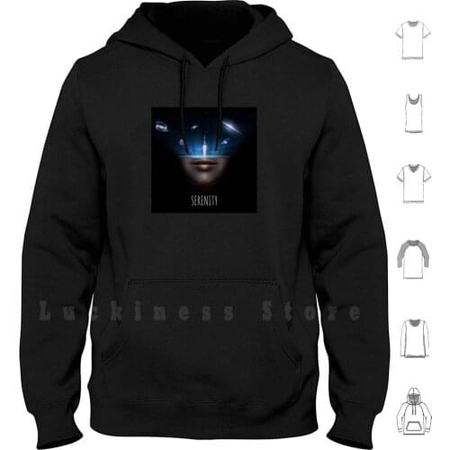 Serenity-Album Cover Art Work Hoodie Long Sleeve Space Serenity Stars Album Art Mind Meditation Planets Black Blue Red