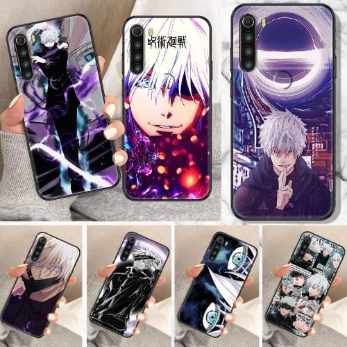 Satoru Gojo Jujutsu Kaisen Anime Phone Case For Xiaomi Redmi Note 7 8 9 10 7A 8T 9A 9T 9S 10S Pro black silicone waterproof 3D
