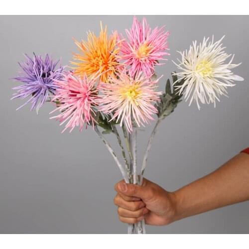 Europe Style One Stem 49cm Real Touch Artificial Crab Legs Chrysanthemum Silk Flower for Home Decoration