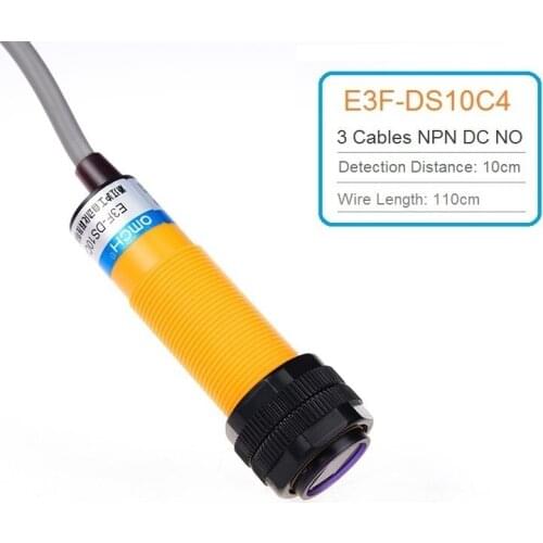 M18 Inductive Photoelectric Switch 3 Cables DC NPN NO E3F-DS10C4 Diffuse Reflection Photoelectric Switch