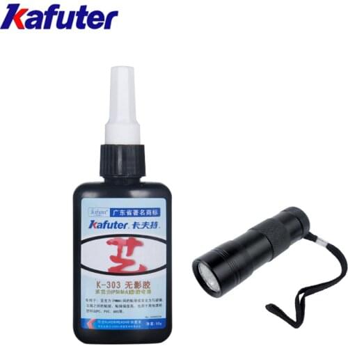 Kafute K-303 50ml Shadowless Glue Adhesive Plastic Glass Metal Rubber+Flashlight UV Curing Adhesive Acrylic Transparent Plastic