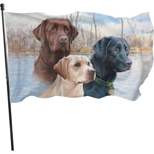 Collection Labrador Flag Retrievers Dogs Black Golden Brown Dogs Printing Waterproof Flag Heavy Duty Flags Outdoors Garden