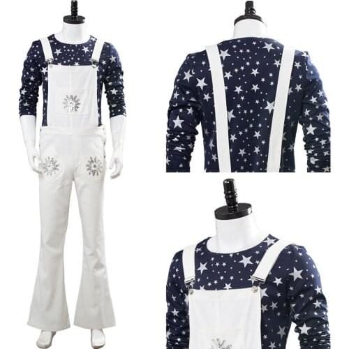 Cosplay Rocketman Elton John Cosplay Costume Full Suit Outfit For Men Women Halloween White Braces Suit
