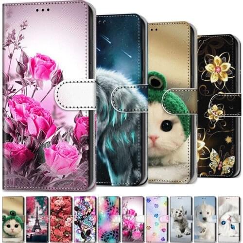 Painted Leather Cover For Case Samsung Galaxy S21 FE Plus Note 20 Ultra A12 A32 A42 A52 A72 4G 5G Flower Girls Phone Bags E08F