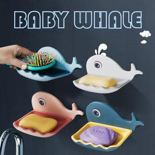 Cute Whale Shape Soap Box Bathroom Soap Holder Dish Storage Plate Tray Bathroom Soap Holder Case Bathroom Supplies Gadgets