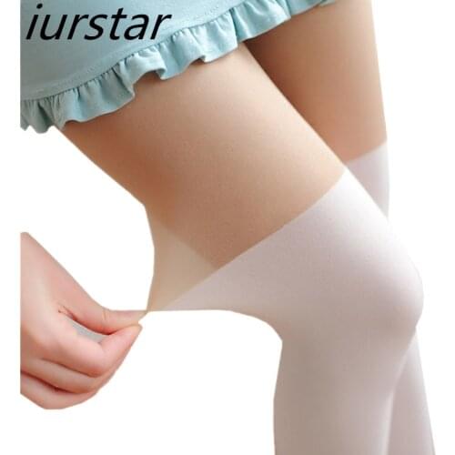 Cute Princess White Tights Over Knee Double Stripe Sheer White Temptation Sheer Mock Suspender Patchwork Pantyhose Tights