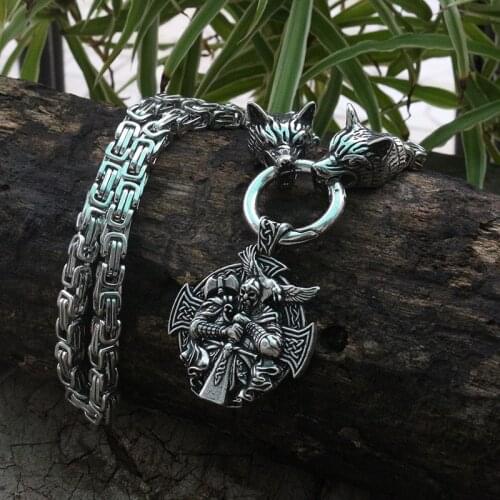 Viking odin Men stainless steel necklace with viking odin pendant norse talisman ethnic jewelry