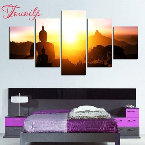TOUOILP 5 Pieces Sunset Buddha 5d Diamond Painting Cross Stitch icon 5d Diamond Embroidery for children diamond Mosaic pattern