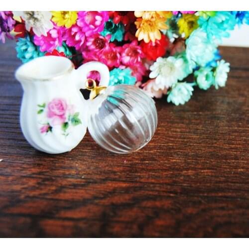 2016New 50sets per lot 14mm pumpkin Glass Globe Glass Bubble & 6mm cap DIY Glass Vial Pendant Wish Bottle NEW